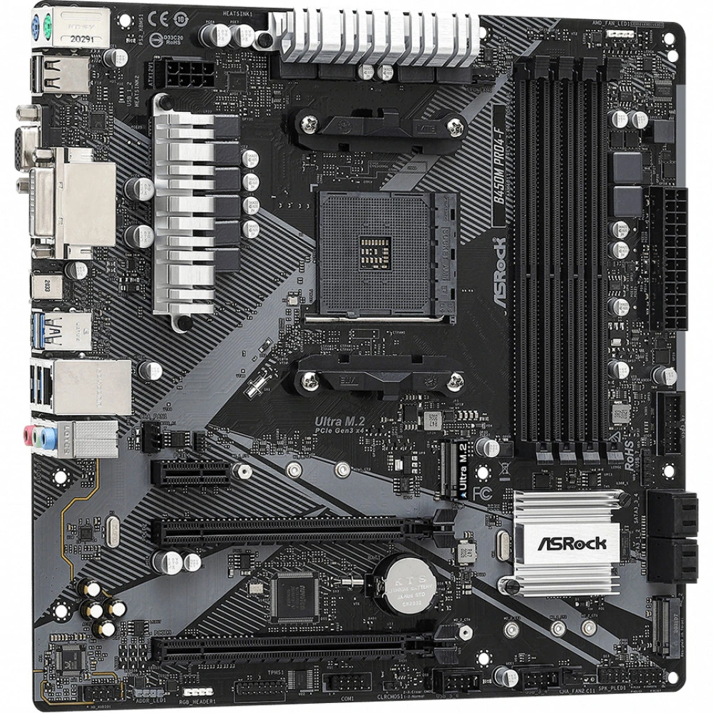 Материнская плата ASRock B450M PRO4-F R2.0 Micro-ATX, AMD AM4