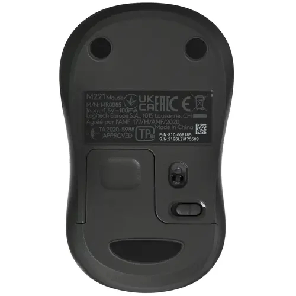 Мышь Logitech M221 SILENT - CHARCOAL 910-006510 Бюджетные, Беспроводная