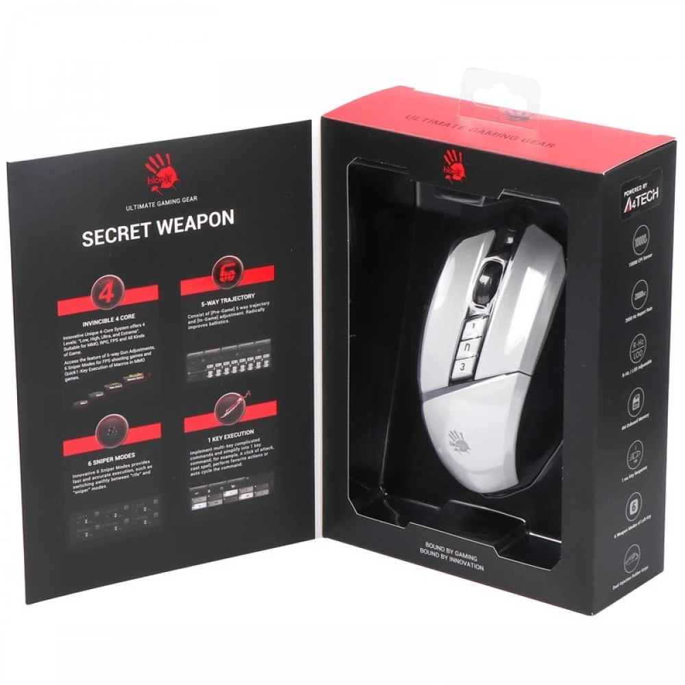 Мышь A4Tech Bloody W60-Max Panda White W60-Max (Panda White) Игровые, Проводная