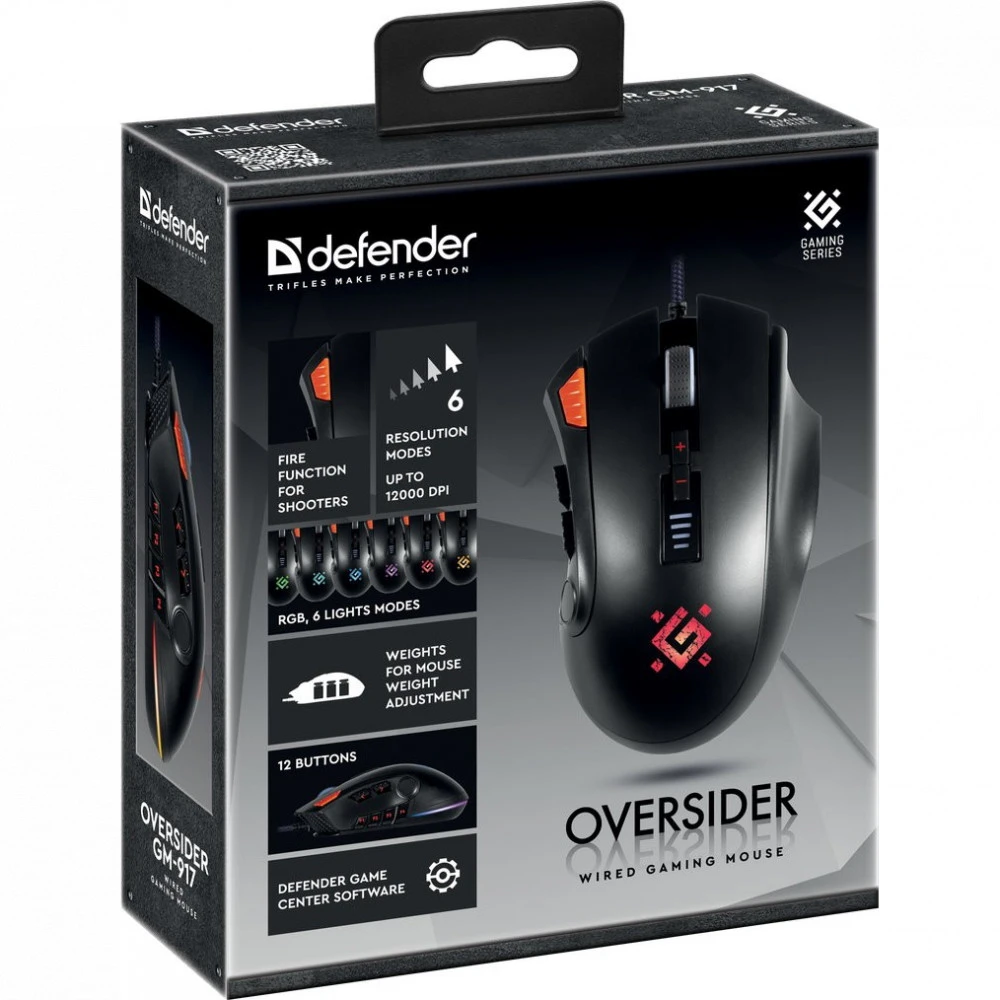 Мышь Defender Oversider GM-917 RGB 52917 Игровые, Проводная