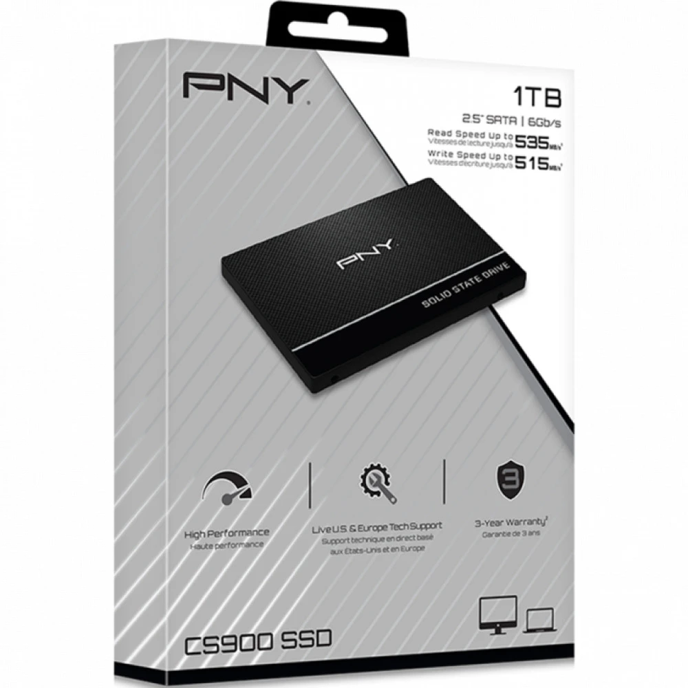 Жесткий диск PNY CS900 SSD7CS900-1TB-RB SSD (твердотельные), 1 ТБ, 2.5 дюйма, SATA