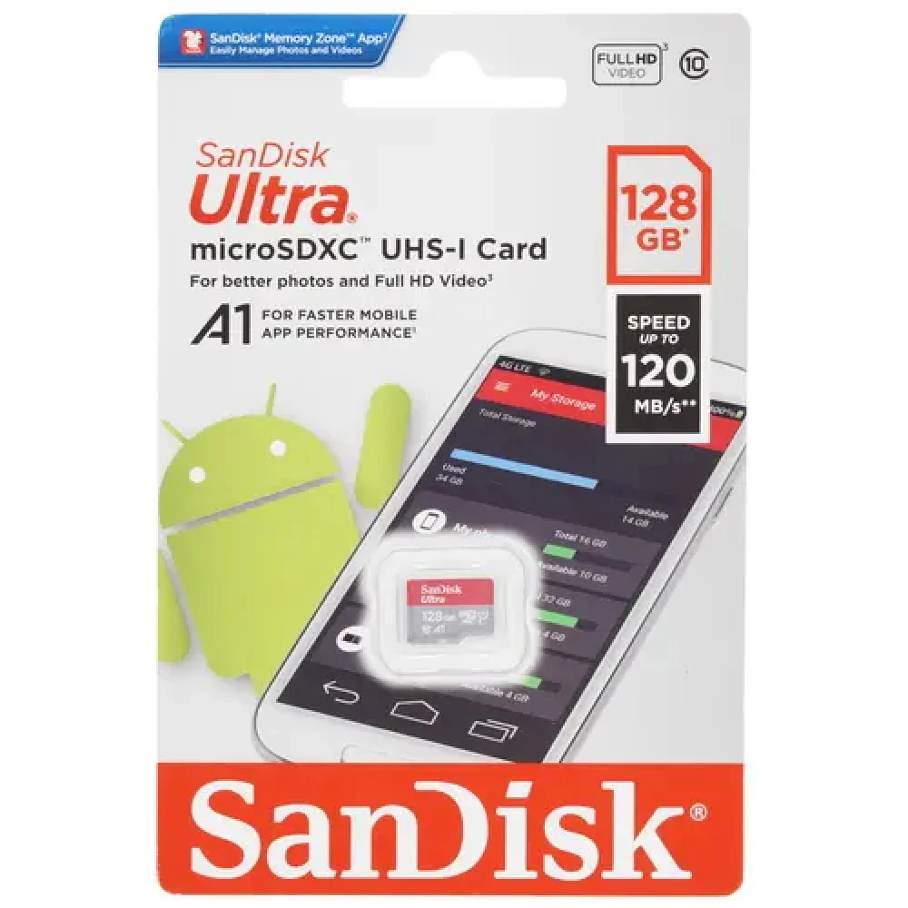 Флеш (Flash) карты SanDisk Ultra microSDXC [SDSQUA4-128G-GN6MN] 128 ГБ