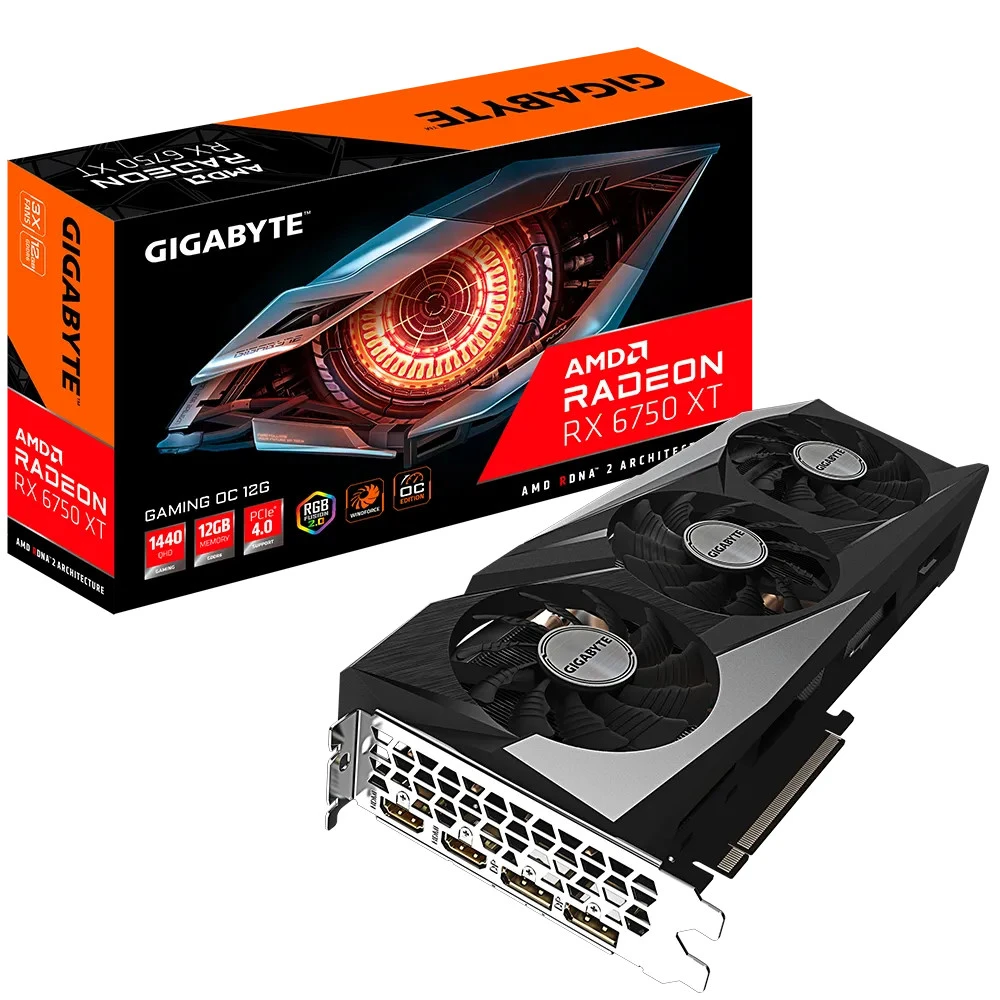 Видеокарта Gigabyte AMD Radeon RX 6750XT GV-R675XTGAMING OC-12GD 12 ГБ