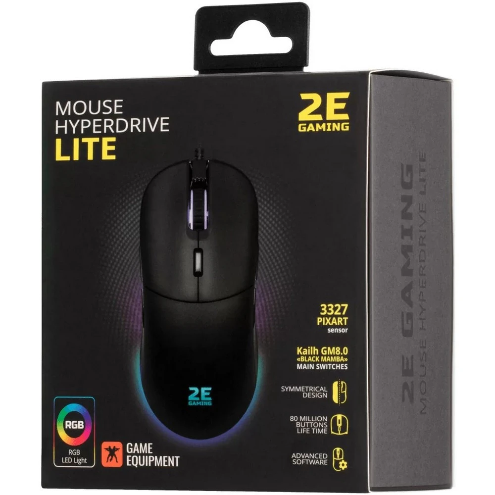 Мышь 2E HyperSpeed Lite RGB Black 2E-MGHSL-BK Игровые, Проводная