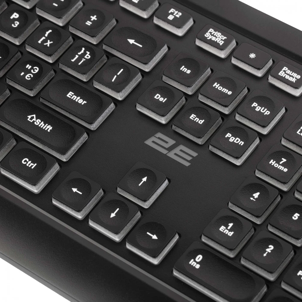 Клавиатура 2E KS120 USB Black с белой подсветкой 2E-KS120UB Проводная, USB