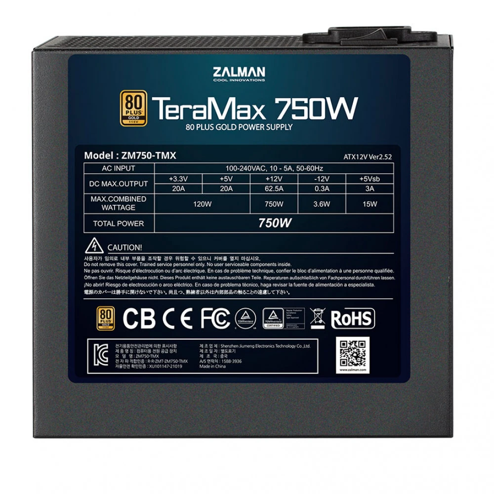 Блок питания Zalman TeraMax ZM750-TMX 750 Вт, 80+ Gold