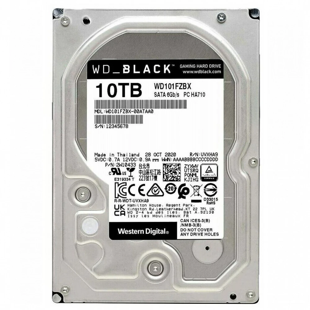 Жесткий диск Western Digital Black WD101FZBX HDD (классические), 10 ТБ, 3.5 дюйма, SATA