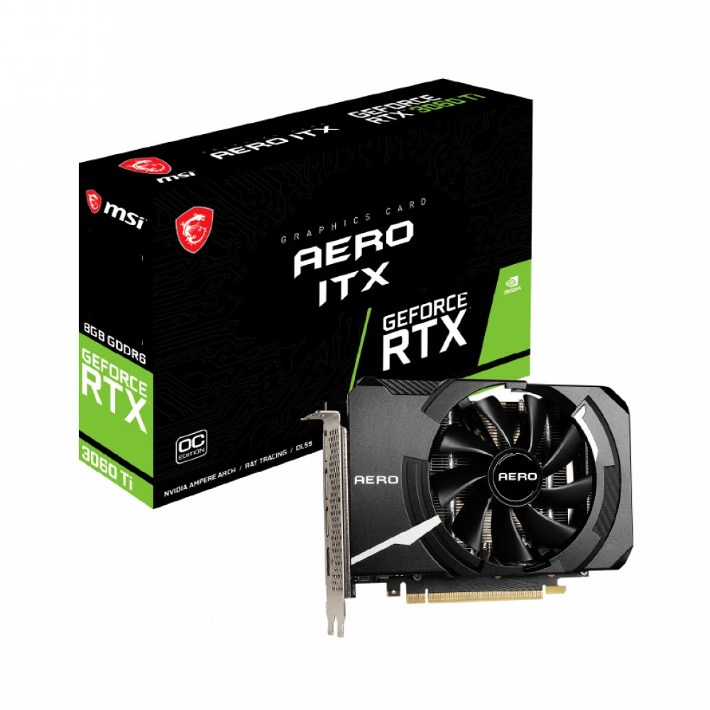 Видеокарта MSI RTX 3060 TI AERO ITX 8G OC LHR 8 ГБ