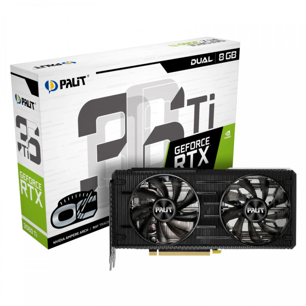 Видеокарта Palit nVidia GeForce RTX 3060TI DUAL OC 8G LHR RTL NE6306TS19P2-190AD_V1 8 ГБ