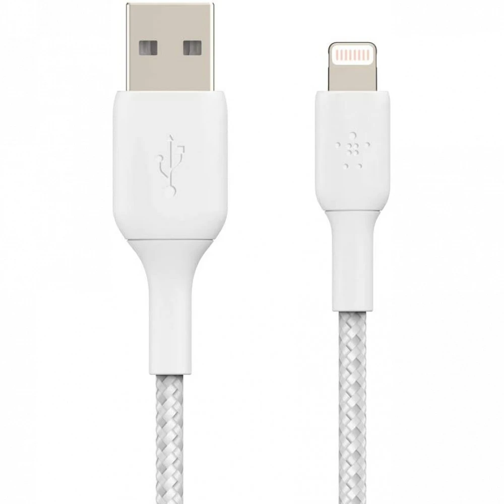 Кабель интерфейсный Belkin BRAIDED white (1m) CAA002BT1MWH USB Type A - Lightning (8pin)