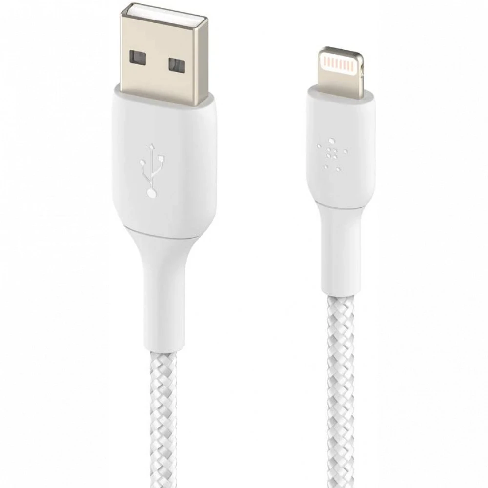 Кабель интерфейсный Belkin BRAIDED white (1m) CAA002BT1MWH USB Type A - Lightning (8pin)