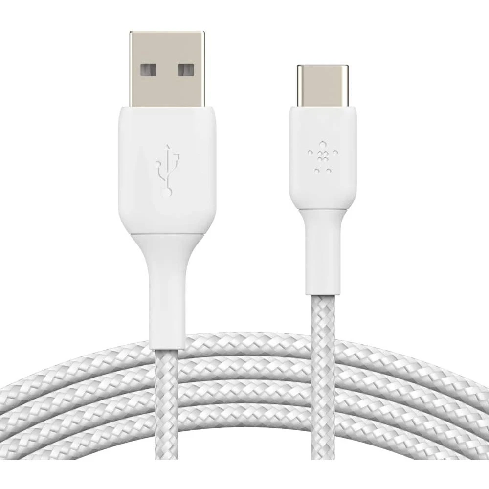 Кабель интерфейсный Belkin BRAIDED white (1m) CAB002BT1MWH USB Type A - USB Type C