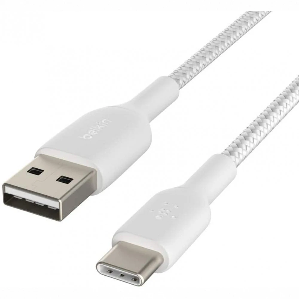 Кабель интерфейсный Belkin BRAIDED white (1m) CAB002BT1MWH USB Type A - USB Type C