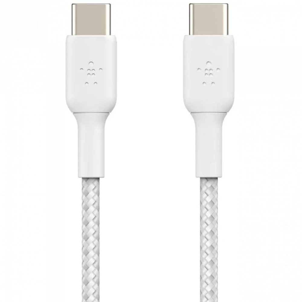 Кабель интерфейсный Belkin BRAIDED white (1m) CAB004BT1MWH USB Type C - USB Type C