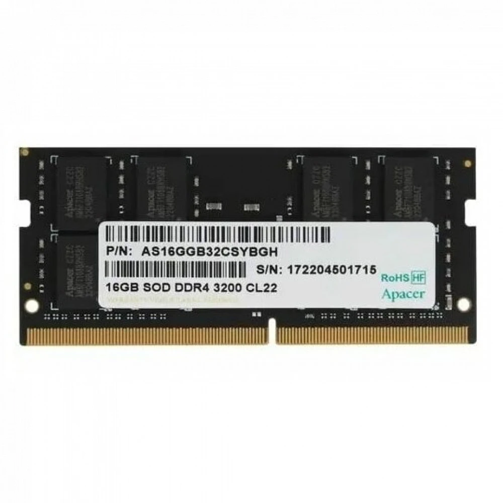 ОЗУ Apacer DDR4  16GB  3200MHz SO-DIMM AS16GGB32CSYBGH SO-DIMM, DDR4, 16 Гб, 3200 МГц