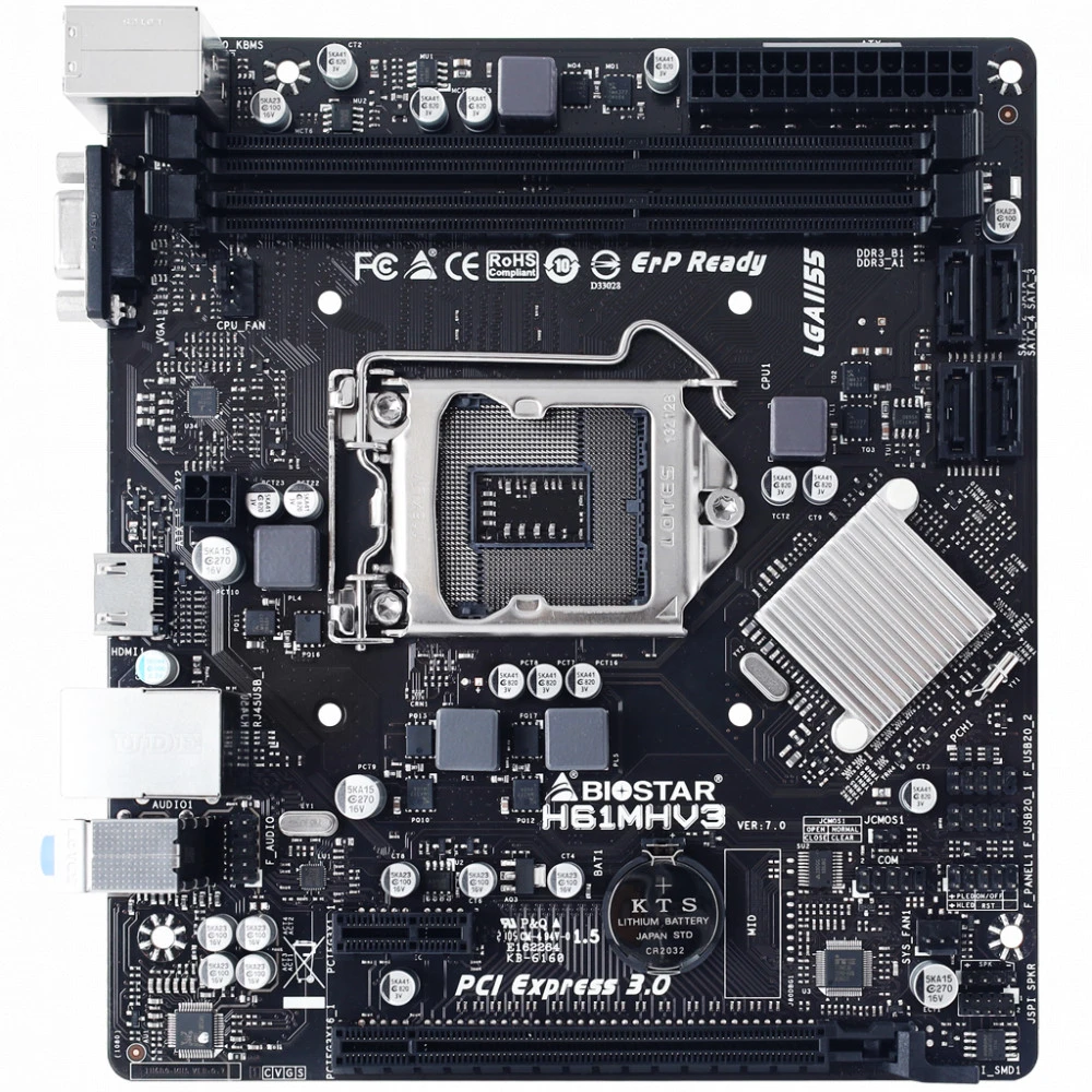 Материнская плата BIOSTAR H61MHV3 Micro-ATX, LGA 1155