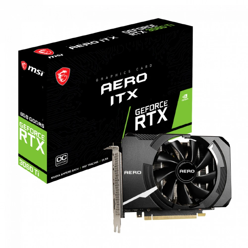 Видеокарта MSI GeForce RTX 3060 Ti AERO ITX 8G OC LHR 8 ГБ