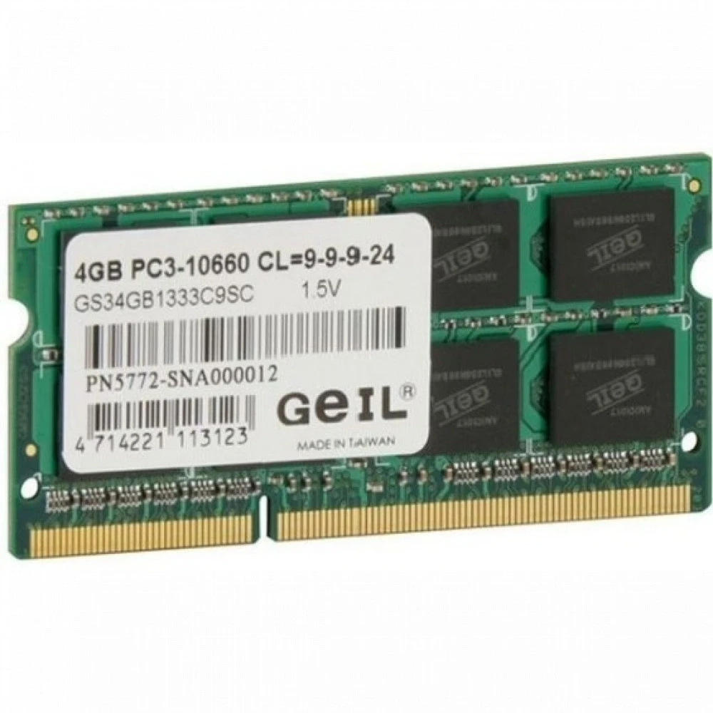 ОЗУ Geil PC3 10660 GS34GB1333C9S SO-DIMM, DDR3, 4 Гб, 1333 МГц