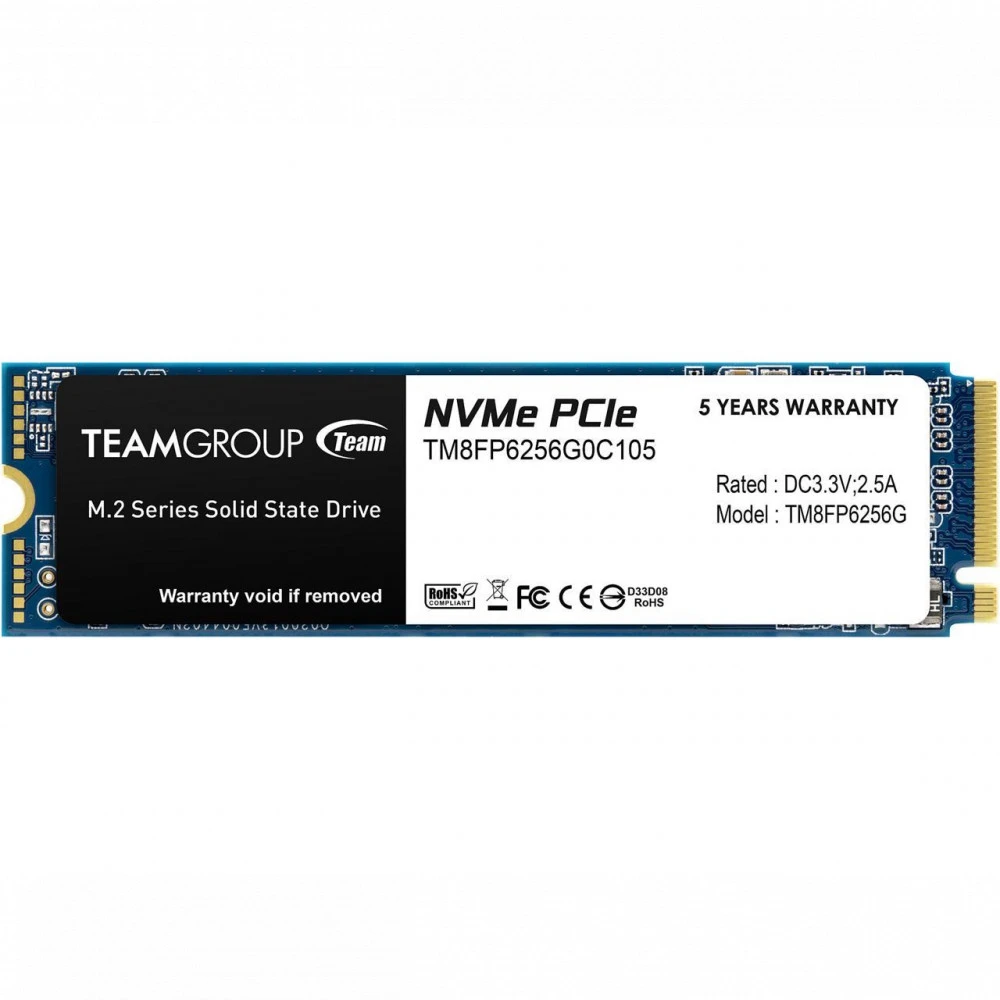 Жесткий диск Team Group MP33 TM8FP6256G0C101 SSD (твердотельные), 256 ГБ, M.2, PCIe