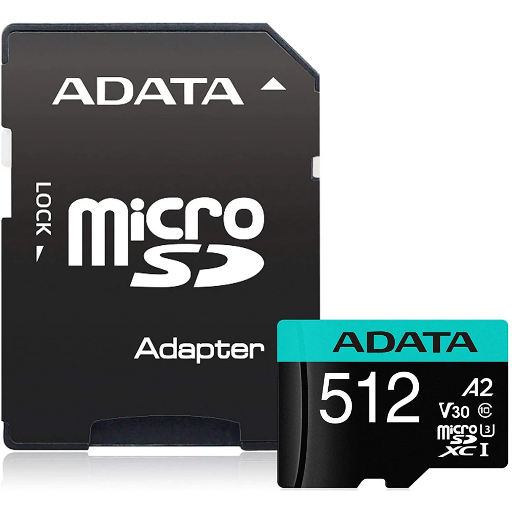 Флеш (Flash) карты ADATA microSDXC Class 10 + adapter SD AUSDX512GUI3V30SA2-RA1 512 ГБ