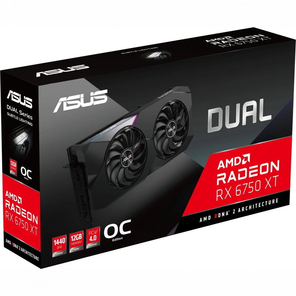 Видеокарта Asus AMD Radeon RX 6750XT DUAL-RX6750XT-O12G 12 ГБ