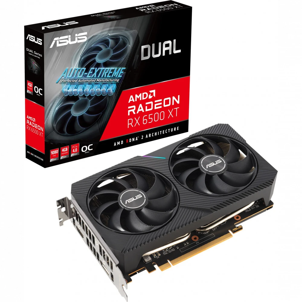 Видеокарта Asus DUAL-RX6500XT-O4G 90YV0HA1-M0NA00 4 ГБ