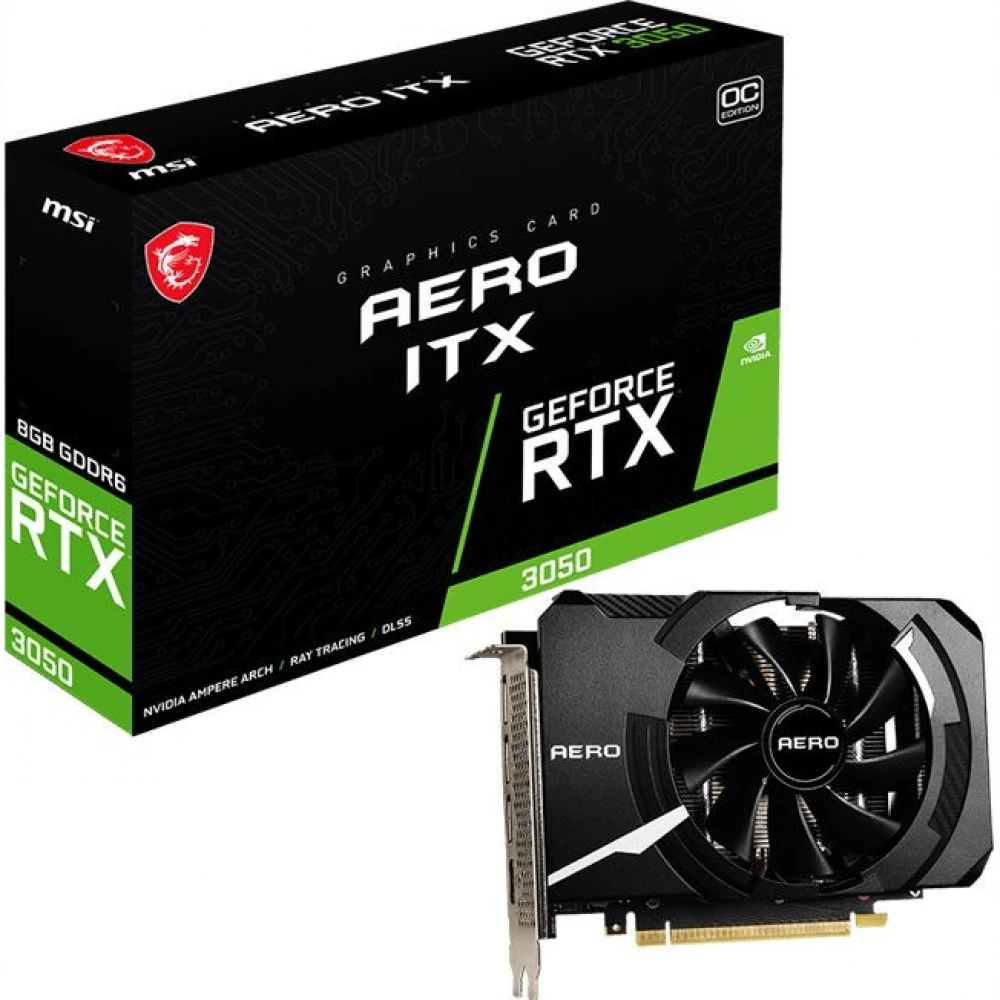 Видеокарта MSI GeForce RTX3050 RTX 3050 AERO ITX 8G OC LHR 8 ГБ