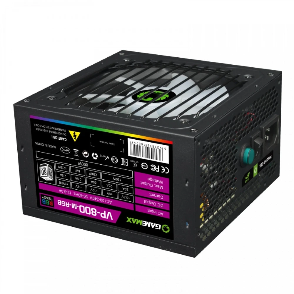 Блок питания GameMax VP-800-RGB v2 800 Вт, 80+
