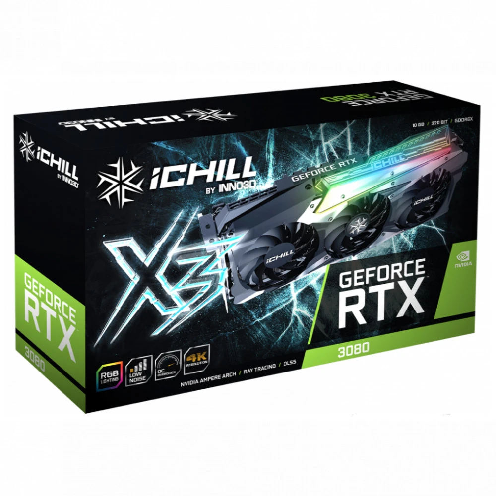 Видеокарта Inno3D GeForce RTX3080 ICHILL X3 LHR C30803-106XX-1810VA37H 10 ГБ