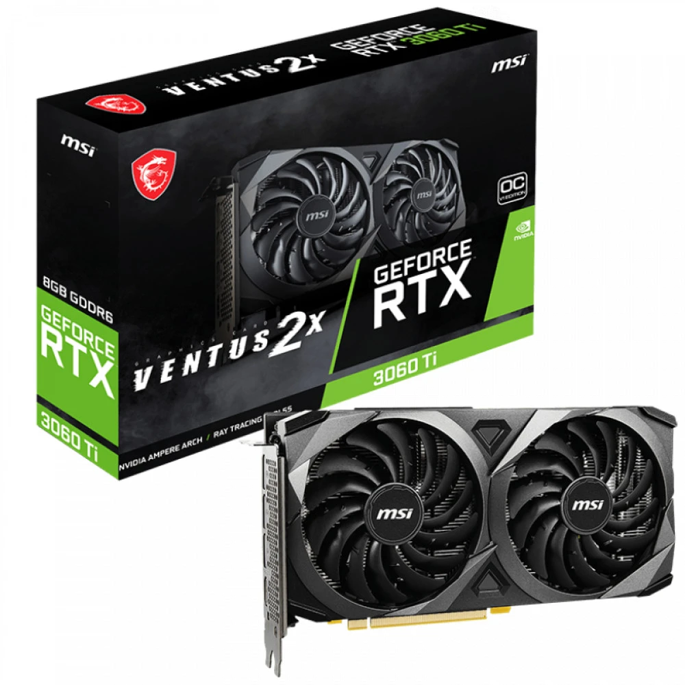 Видеокарта MSI RTX 3060 Ti Ventus 2X OCV1 LHR RTX3060TI VENTUS2X 8G OCV1 LHR 8 ГБ