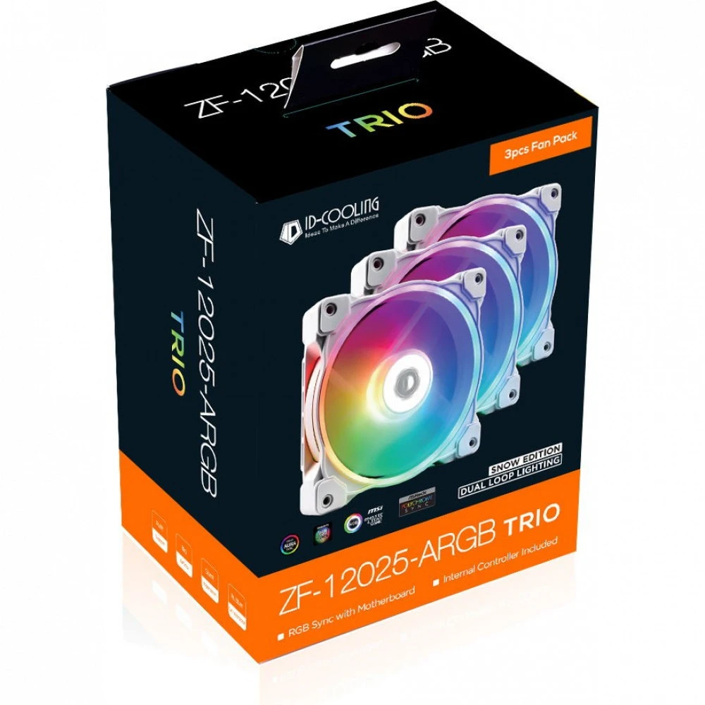 Система охлаждения ID-Cooling ID-FAN-ZF-12025-ARGB-TRIO-SNOW Для системного блока