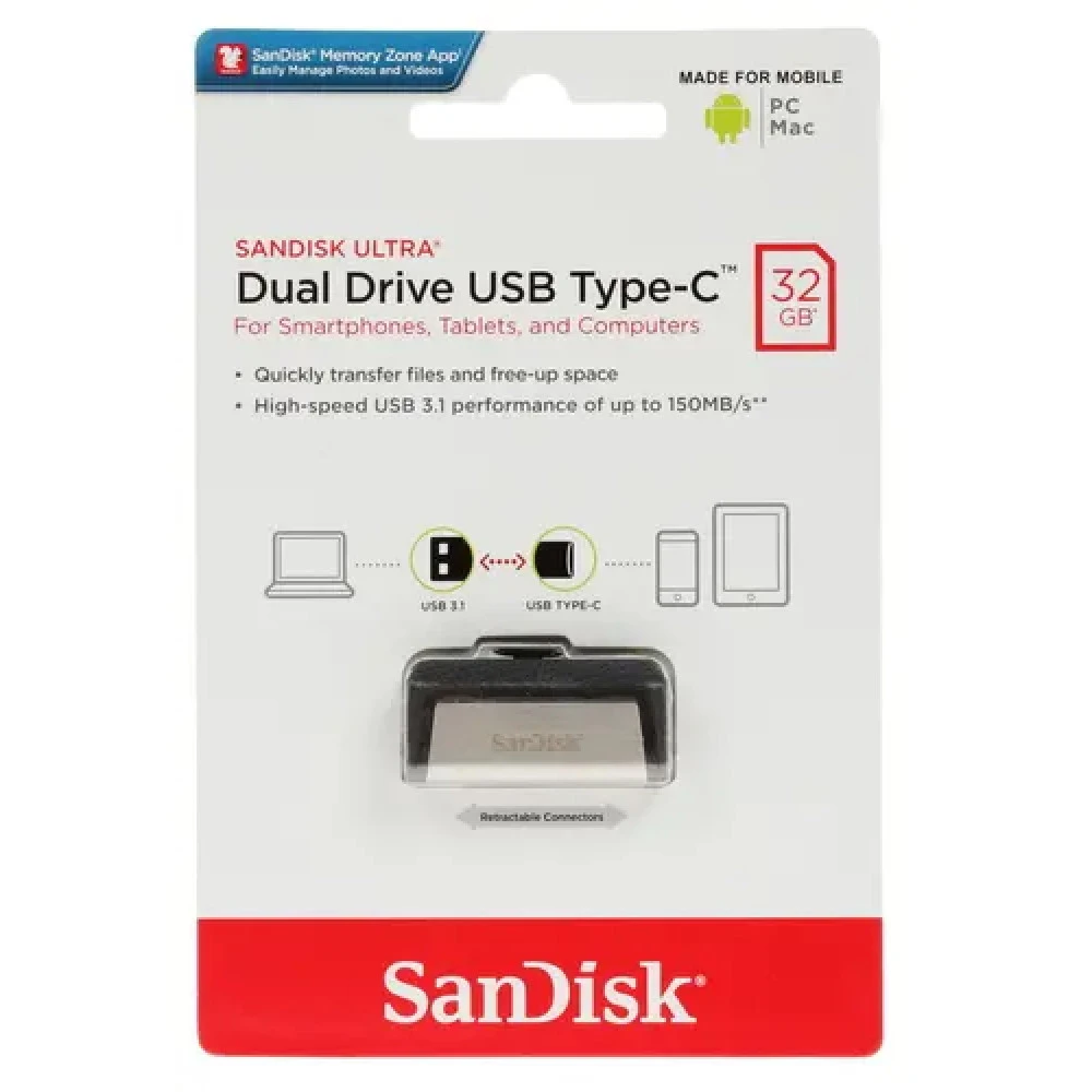USB флешка (Flash) SanDisk Ultra Dual [SDDDC2-032G-G46] 32 ГБ