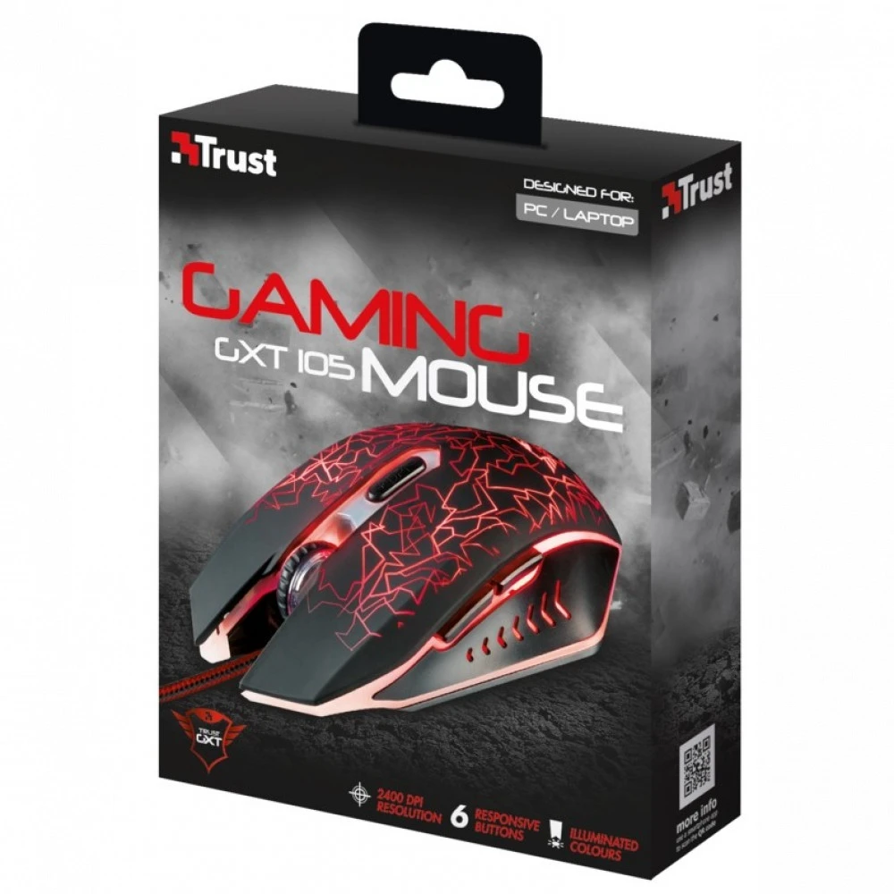 Мышь Trust GXT 105 Izza Illuminated Gaming 21683 Игровые, Проводная
