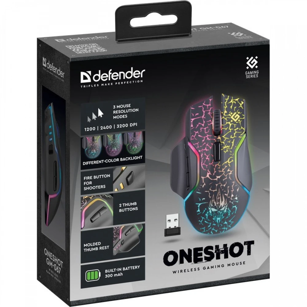 Мышь Defender Oneshot GM-067 52067 Игровые, Беспроводная