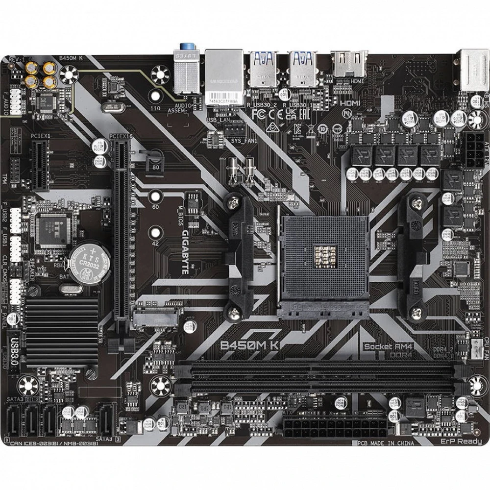 Материнская плата Gigabyte B450M K Micro-ATX, AMD AM4