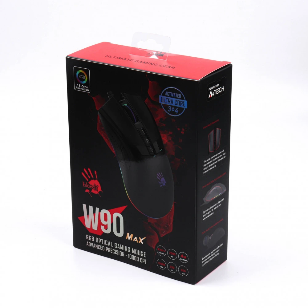 Мышь A4Tech W90 MAX/STONE BLACK ACTIVATED Игровые, Проводная