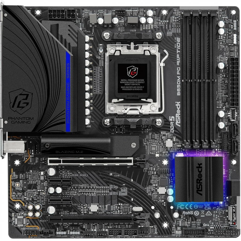 Материнская плата ASRock B650M PG Riptide 90-MXBJ90-A0UAYZ Micro-ATX, AMD AM5