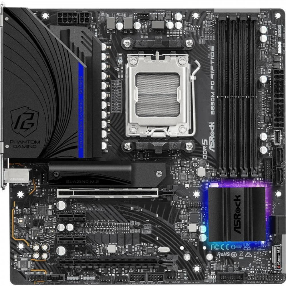 Материнская плата ASRock B650M PG Riptide 90-MXBJ90-A0UAYZ Micro-ATX, AMD AM5