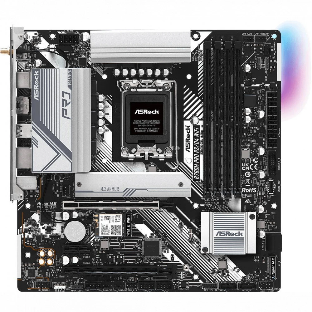 Материнская плата ASRock B760M Pro RS/D4 WiFi 90-MXBKZ0-A0UAYZ Micro-ATX, LGA 1700