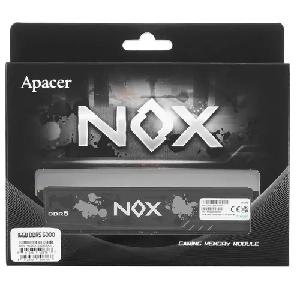 ОЗУ Apacer NOX [AH5U16G60C512MBAA-1] DIMM, DDR5, 16 Гб, 6000 МГц