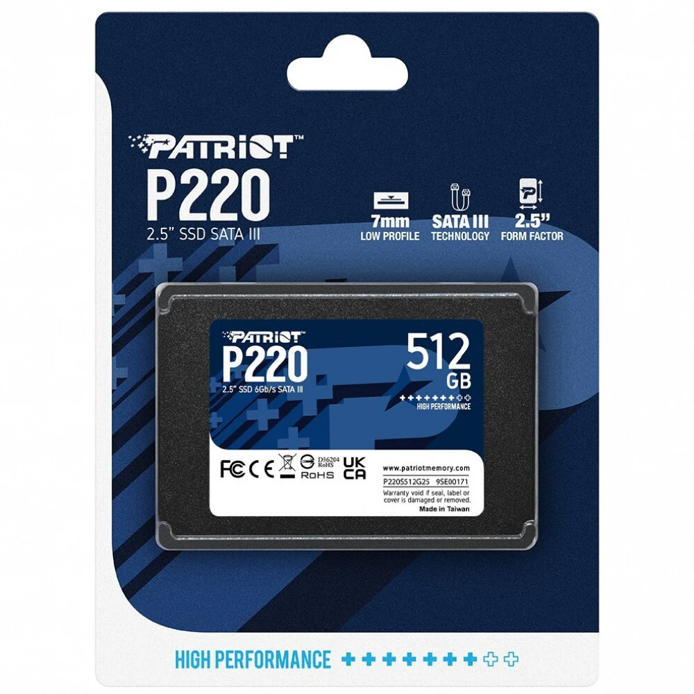 Жесткий диск Patriot P220 P220S512G25 SSD (твердотельные), 512 ГБ, 2.5 дюйма, SATA