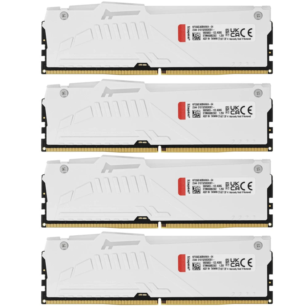 ОЗУ Kingston FURY Beast White RGB [KF556C40BWAK4-64] 64ГБ 542866 DIMM, DDR5, 64 Гб, 5600 МГц