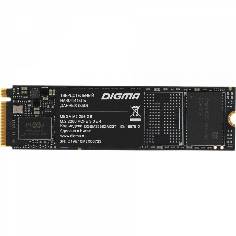 Жесткий диск Digma Mega M2 (DGSM3256GM23T) SSD (твердотельные), 256 ГБ, M.2, PCIe
