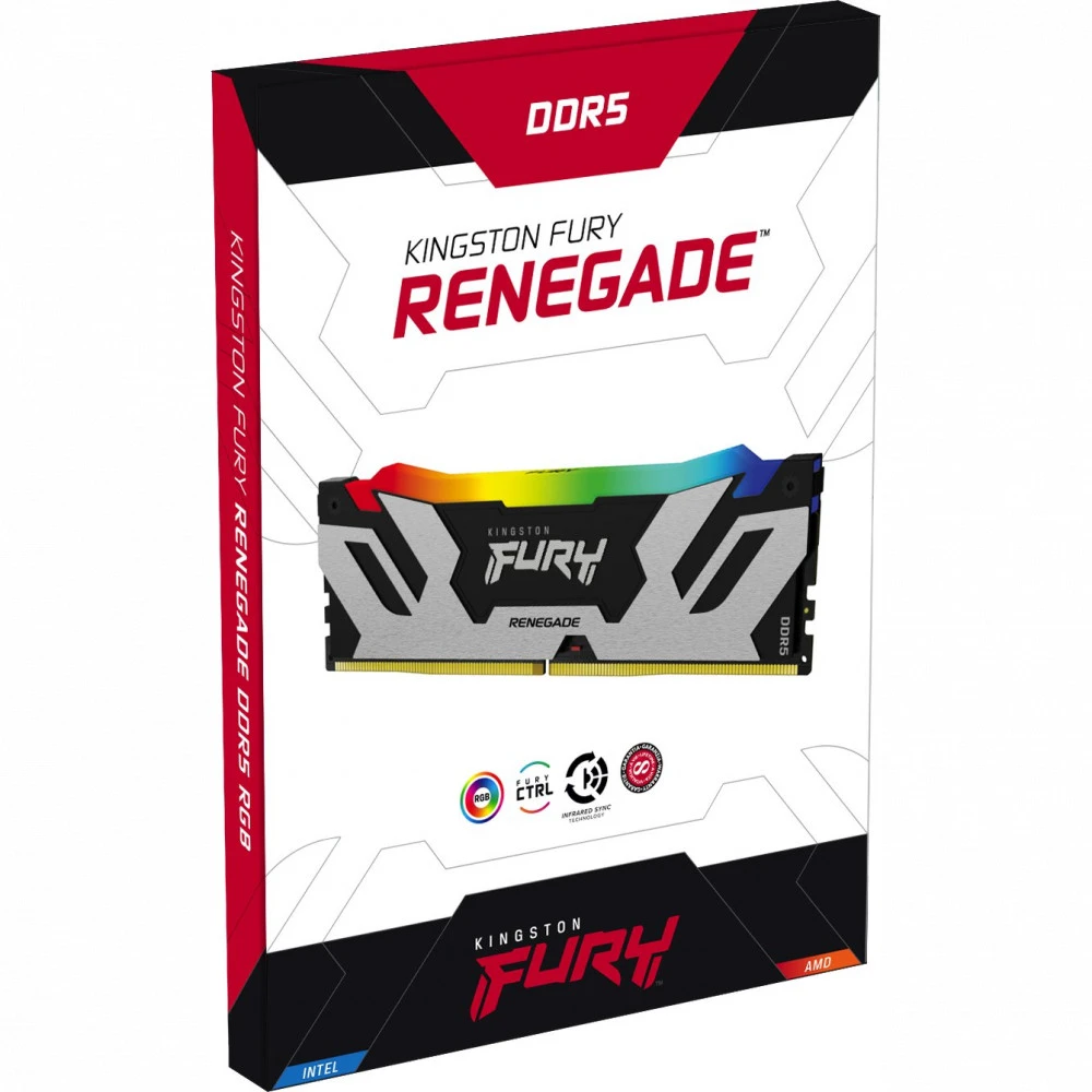 ОЗУ Kingston Fury Renegade Silver RGB KF560C32RSAK2-64 DIMM, DDR5, 64 Гб (2 х 32 Гб), 6000 МГц