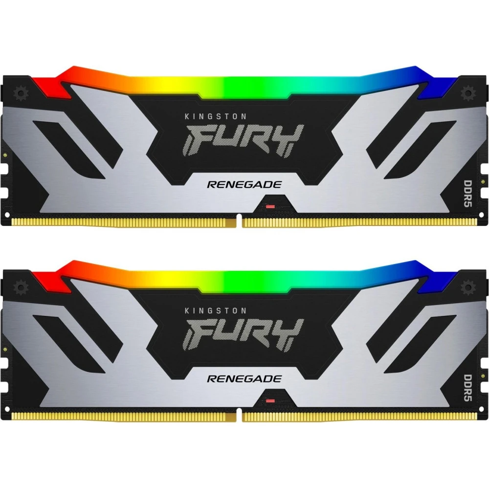ОЗУ Kingston Fury Renegade Silver RGB KF560C32RSAK2-64 DIMM, DDR5, 64 Гб (2 х 32 Гб), 6000 МГц