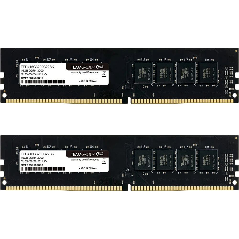 ОЗУ Team Group ELITE TED432G3200C22DC02 DIMM, DDR4, 32 Гб (2 х 16 Гб), 3200 МГц