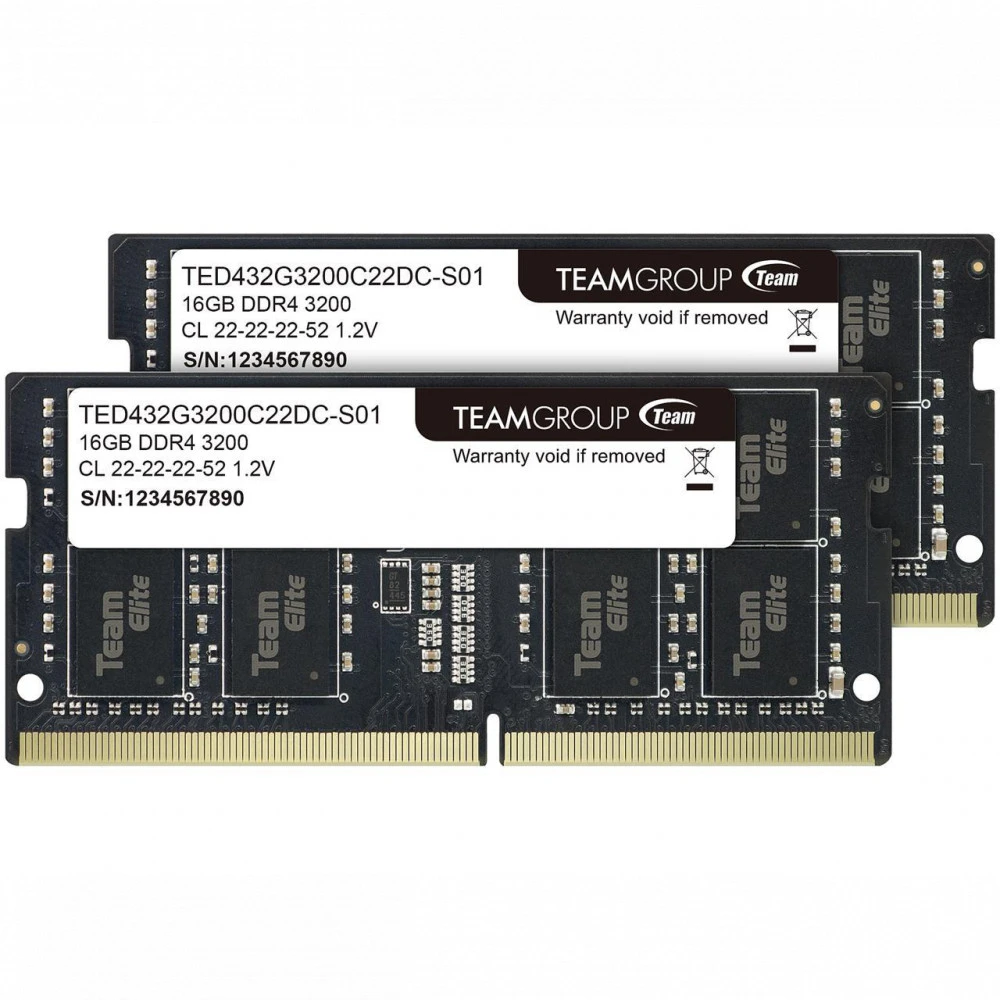 ОЗУ Team Group ELITE TED432G3200C22DC-S01 SO-DIMM, DDR4, 32 Гб (2 х 16 Гб), 3200 МГц