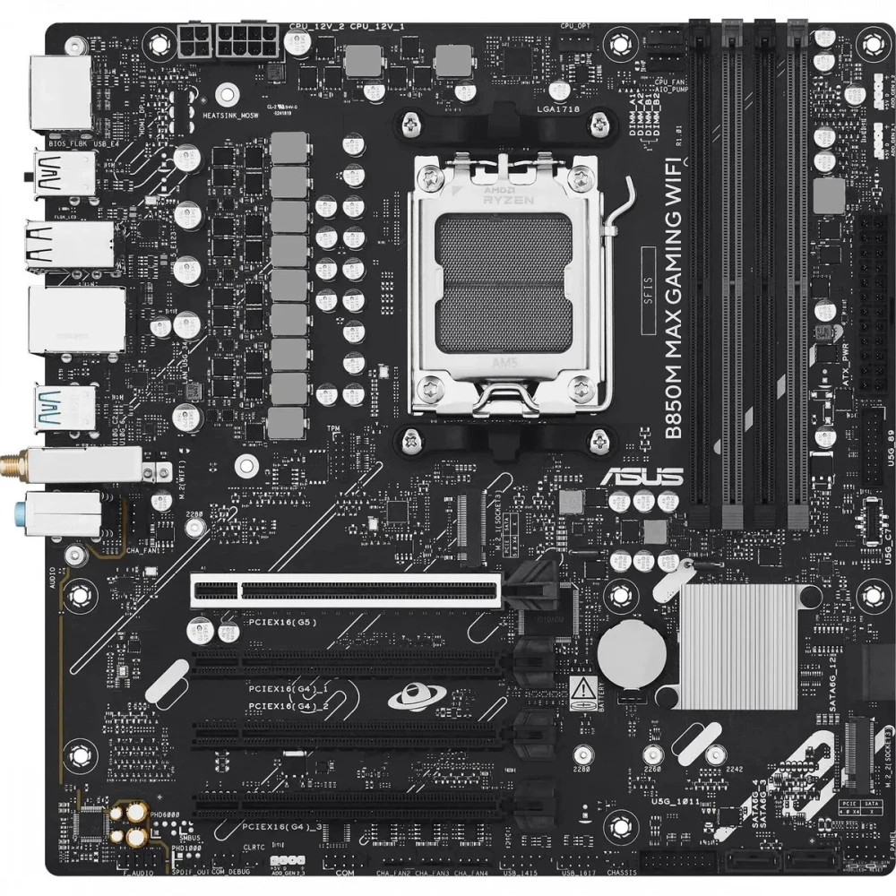 Материнская плата Asus B850M MAX GAMING WIFI 90MB1LL0-M0EAY0 Micro-ATX, AMD AM5