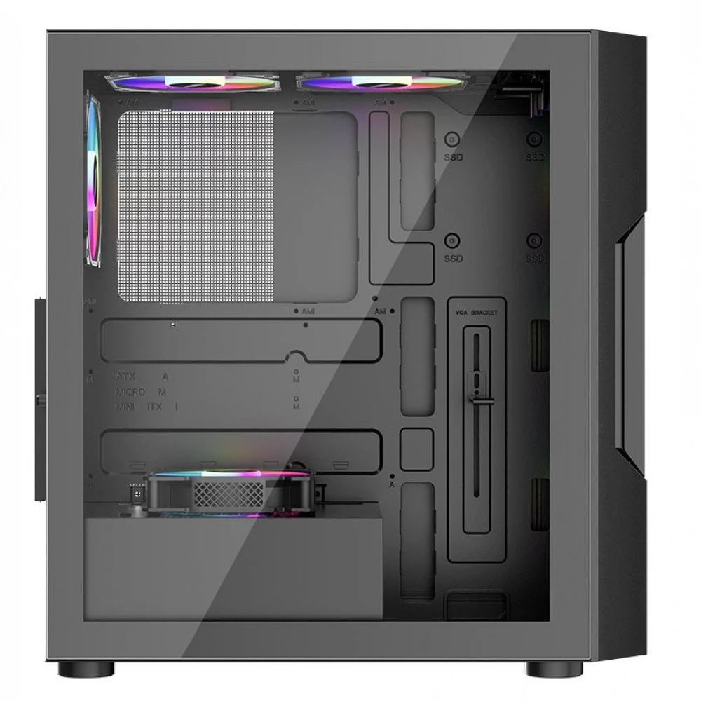 Корпус 1STPLAYER T7 P Black T7-P-BK-4F7 Mid-Tower