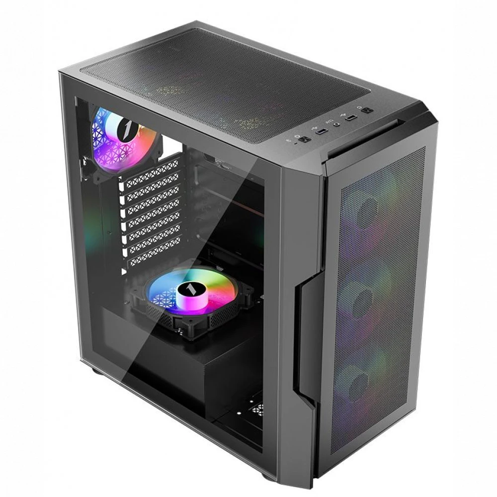 Корпус 1STPLAYER T7 P Black T7-P-BK-4F7 Mid-Tower